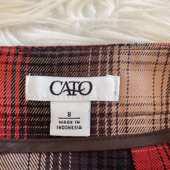 Cato Plad flannel fall orange red black side button side zipper midi skirt sz 8 - Picture 4 of 16